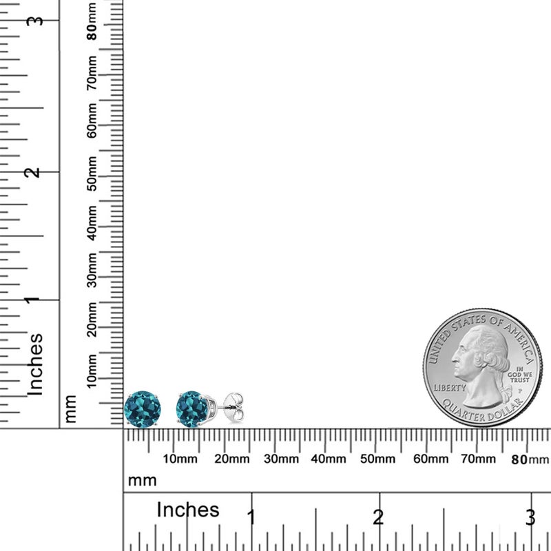 Gem Stone King 2-4 Cttw Round Gemstone Birthstone Stud Earrings For Women Men | 925 Sterling Silver | Round 7MM | Fine Jewelry Gifts for Her Mom Women Wife Men - Image 4